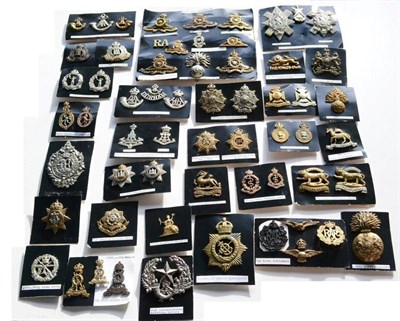 Lot 62 - A Collection of Sixty Military Cap Badges, including Scottish, Line Regiments and Service Corps, in