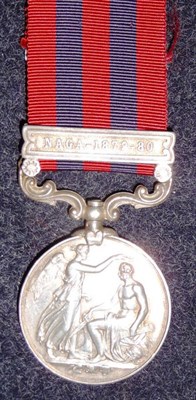 Lot 308 - An India General Service Medal 1854, with clasp NAGA-1879-80, awarded to Sepoy Kuman Sing Lama 44th