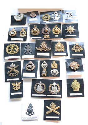 Lot 73 - A Collection of Thirty Military Cap Badges, including Scottish, Line Regiments, Cavalry and Service