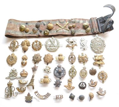 Lot 75 - A Collection of Approximately Thirty Six Military Cap and Collar Badges, shoulder titles, an On War