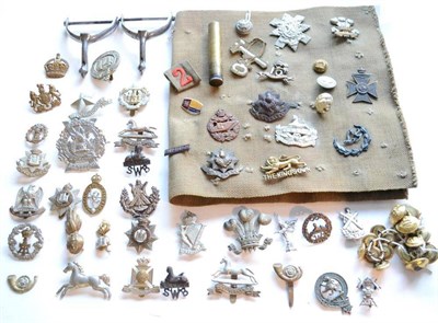 Lot 77 - A Collection of Fifty Six Military Cap Badges, collar badges, shoulder titles and rank badges,...