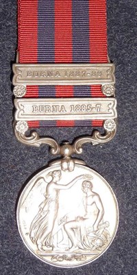 Lot 309 - An India General Service Medal 1854, with two clasps BURMA 1885-7 and BURMA 1887-89, awarded to...