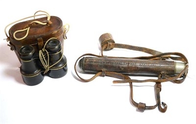 Lot 86 - A Pair of First World War Binoculars by J H Steward, London,  in black enamelled brass with leather