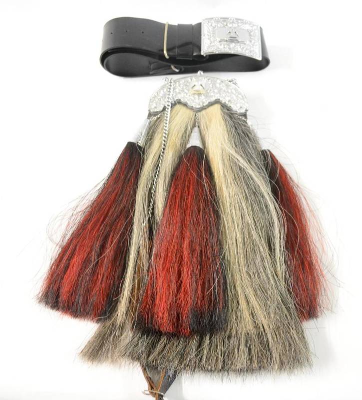 Lot 97 - A Horsehair Sporran to the Scots Dragoon Guards (Scots Greys), with black leather pouch,...