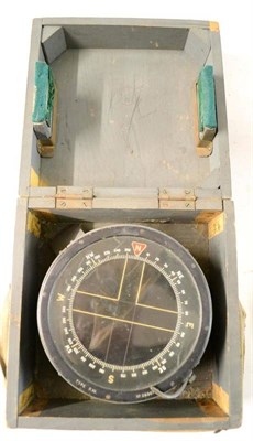 Lot 98 - A Second World War Air Ministry Type P10 Compass, No. 28307 B, in grey painted wood carrying case