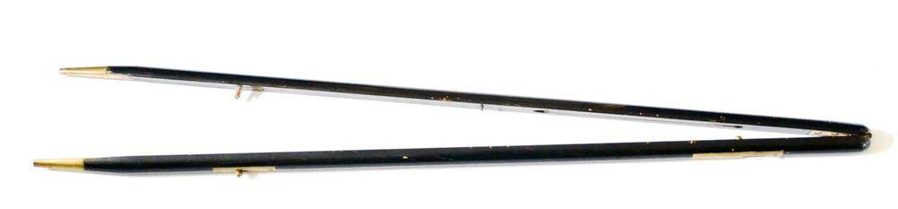 Lot 114 - A Sergeant Major's Brass Mounted Ebonised Wood Pace Stick, in two sections hinged at the top,...