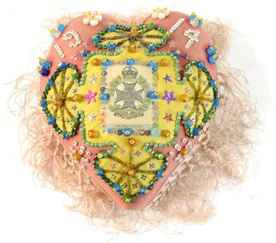 Lot 117 - A First World War Sweetheart Pin Cushion, to The Rifle Brigade (The Prince Consort's Own), the...