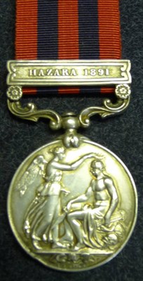 Lot 314 - An India General Service Medal 1854, with clasp HAZARA 1891, awarded to 73478 Gunr.W.Bayle...