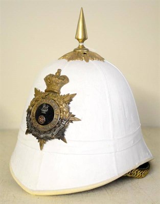 Lot 142 - A Victorian Officer's Tropical Spiked Helmet to Loyal North Lancashire Regiment, the gilt brass...