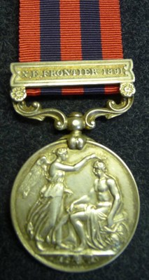 Lot 315 - An India General Service Medal 1854, with clasp N.E.FRONTIER 1891, awarded to 3982 Pte.R.Parker 4th