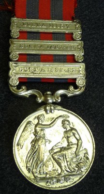 Lot 316 - An India General Service Medal 1854, with three clasps BURMA 1885-7,BURMA 1887-89 and BURMA...