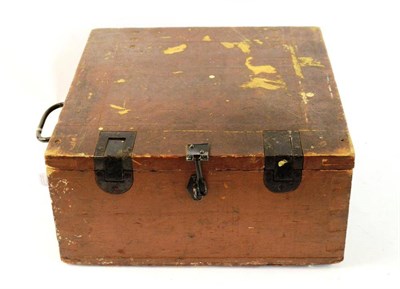 Lot 165 - A German Third Reich A.Z.23 Ammunition Box, in brown painted pine, of square form, with black...