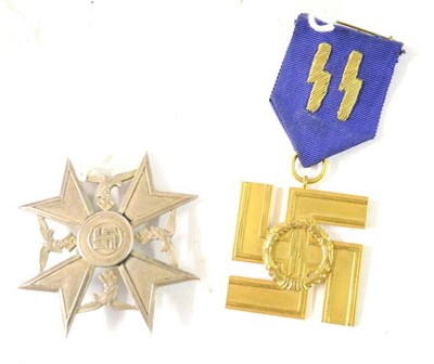 Lot 167 - A Copy of a German Third Reich SS Long Service Cross for 25 Years, with circular suspension...