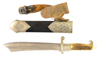 Lot 189 - A German Third Reich RAD Enlisted Man's Hewer, the clip point steel blade with a narrow fuller...