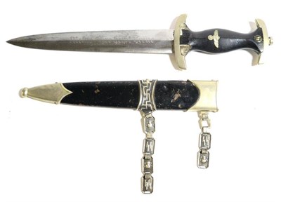 Lot 192 - A German Third Reich SS Dagger with Chains, the double edge steel blade etched Meine Ehre heist...