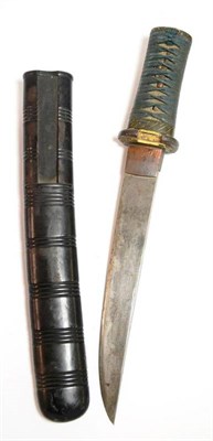 Lot 194 - A Japanese Shinto Tanto, the 19.5cm styeel blade with billowing hamon and one piece copper...