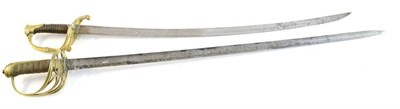 Lot 202 - A US Infantry Type Sword, with unmarked 76cm single edge slightly curved fullered steel blade,...