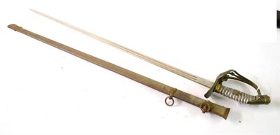 Lot 203 - A 19th Century Prussian Infantry Sword, the 83cm single edge double fullered steel blade...