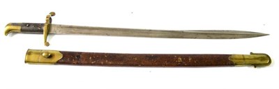 Lot 229 - A British 1855 Pattern Lancaster Sword Bayonet, the 61cm pipe back spear point steel blade...