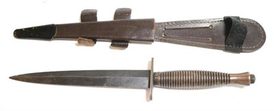 Lot 236 - A British Third Pattern Fighting Knife, with blued machine forged steel blade, plain oval steel...