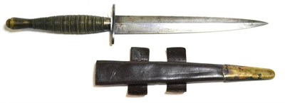 Lot 238 - A British Second Pattern Fighting Knife, with blued machine forged steel blade, steel oval...