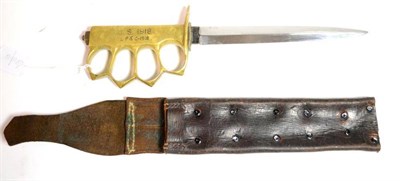 Lot 239 - A U.S. 1918 Knuckleduster Knife by L F & C, the later steel blade stamped LANCER KNOX VR....ARA...