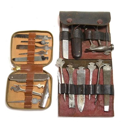 Lot 241 - A ";Bonsa"; Tool-Instrument Set, the maroon morocco case containing the rosewood grip with a number