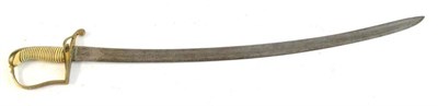 Lot 247 - A British Napoleonic Era Naval Sword, with 68cm single edge plain curved steel blade, the brass...