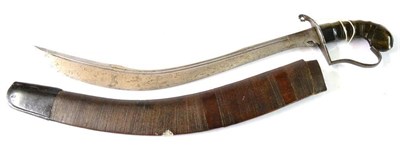 Lot 268 - A 19th Century Malayan Sword, the 53cm curved steel kilidj type blade with two narrow fullers...