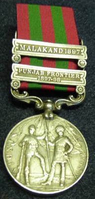 Lot 328 - An India Medal 1896, with two clasps PUNJAB FRONTIER 1897-98 and MALAKAND 1897, awarded to 2864...