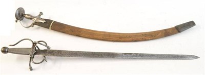 Lot 284 - A 19th Century Indian Talwar, with 71cm single edge curved steel blade, steel hilt with shaped...