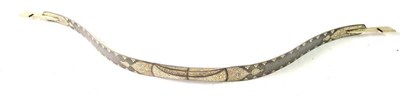 Lot 287 - A Modern Indian Damascened Steel Bow, of two sections screwing together at the swollen grip,...