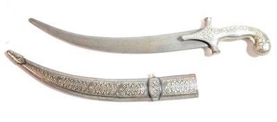 Lot 289 - A Modern Indian Jambiya, the 34cm single edge curved steel blade etched to simulate pamor, the...