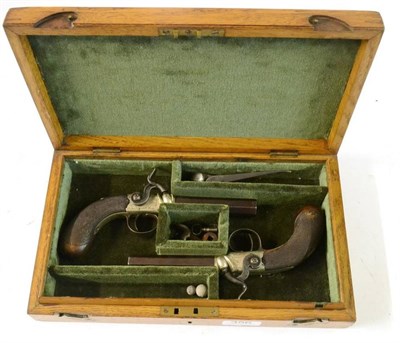 Lot 356 - A Pair of 19th Century Percussion Cap Greatcoat Pistols, each with 8.5cm octagonal steel barrel...