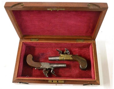 Lot 357 - A 19th Century Flintlock Pocket Pistol by Clabrough of Lincoln, the 4cm turn-off steel barrel...