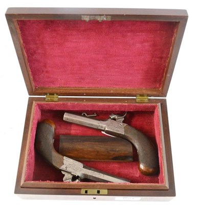 Lot 359 - A Pair of 19th Century Percussion Cap Pocket Pistols, each with 7cm octagonal steel barrel with...