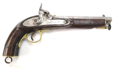 Lot 367 - A 19th Century Indian Sepoy Percussion Cap Service Pistol, with 22cm sighted steel barrel, the lock