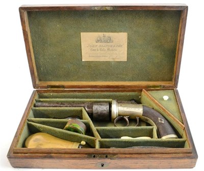 Lot 379 - A 19th Century Transitional Six Shot Percussion Revolver by John Blanch & Son, London, the 12cm...