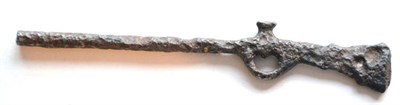 Lot 380 - A Rare and Unusual 19th Century (Napoleonic) Cast Iron Flintlock Toy Musket, 10cm, in excavated...