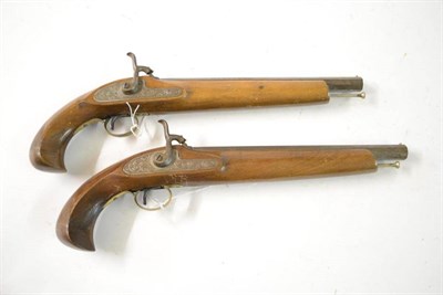 Lot 385 - A Pair of Non-working Copies of Percussion Cap Target Pistols, each with octagonal barrel...