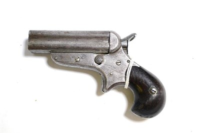 Lot 409 - A Sharp's Four Barrel Rimfire Deringer, the 7.5cm steel barrels sliding forward for loading and...