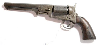 Lot 420 - A Belgian Colt Brevete Six Shot Percussion Cap Revolver, the 18.5cm octagonal steel barrel,...