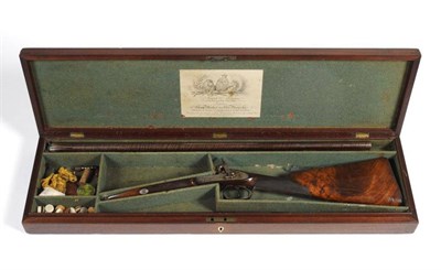 Lot 426 - A Joseph Manton 12 Bore Double Barrel Percussion Cap Sporting Gun, No.8158, the 75cm browned...