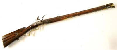 Lot 444 - An Early 19th Century German Flintlock Rifle, the 74cm octagonal steel barrel with bayonet bar...