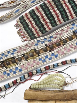 Lot 363 - A Collection of  Zulu Artefacts, comprising a Beadwork and Vegetable Fibre Belt, of three...