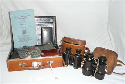 Lot 375 - A Pair of "Trieder Bibocle" Binoculars by C P Goertz, Berlin, 9X, named to Captain C W Hext, Indian