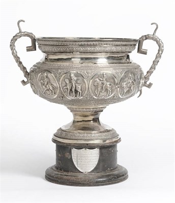 Lot 390 - An Indian White Metal Large Two-Handled Presentation Pedestal Bowl, To Rear Admiral Sir John...