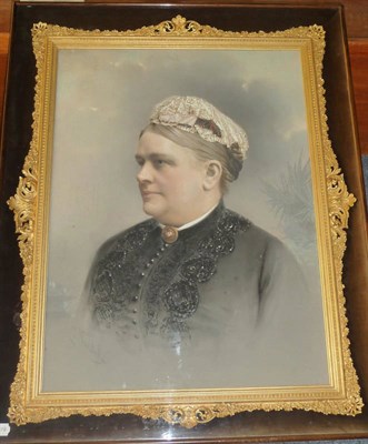 Lot 397 - C Vandyke Portrait of Emily Petherrick, shoulder length Pastels over photographic print,...