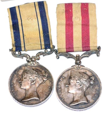 Lot 13 - A South Africa Medal, 1853, awarded to A.ROBSON. 43RD REGT. and an Indian Mutiny Medal,...