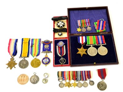 Lot 25 - A Family Group of First/Second World War Medals, comprising  a 1914-15 Star, British War Medal...